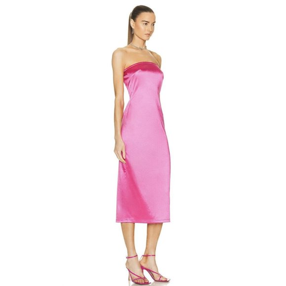 Ultimate Sexy LoveShackFancy Fuchsia Hot Pink Perfect Strapless Dress - Picture 5 of 6